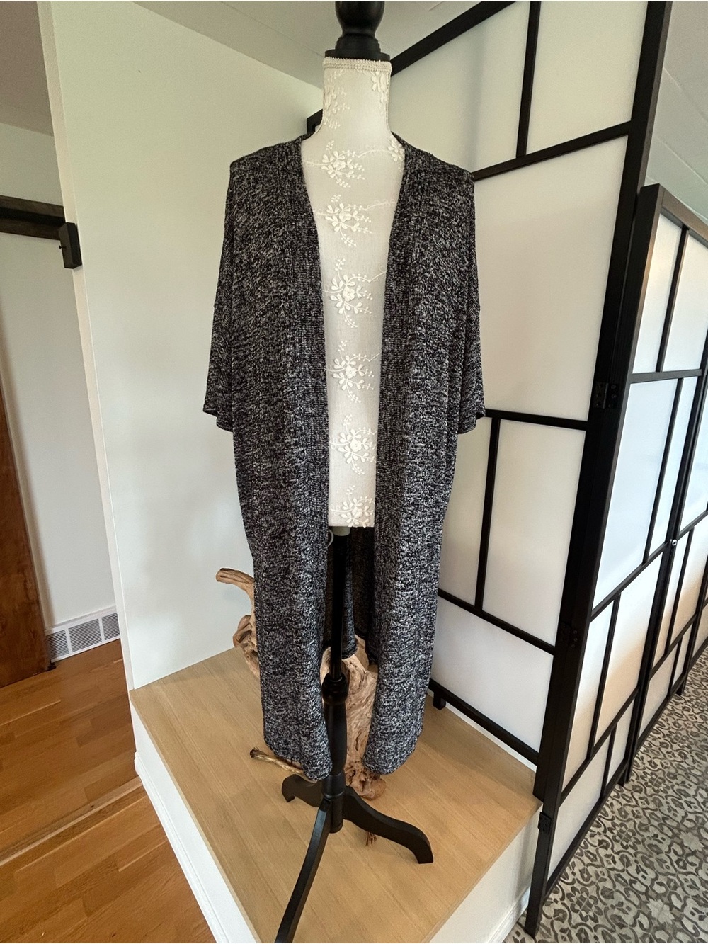 Penningtons Open-Front Longline Cardigan - Charcoal Heather